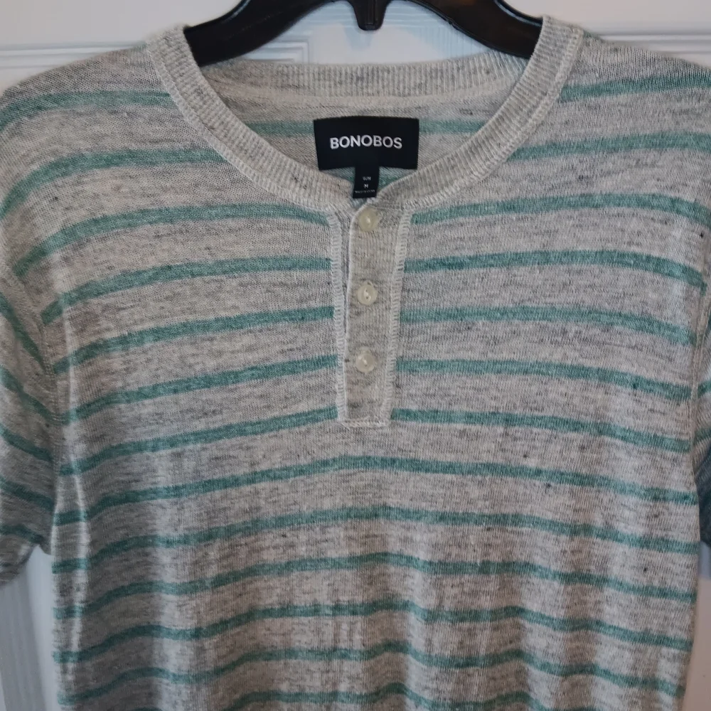 Bonobos Mens Linen Heathered Striped Henley - Picture 2 of 5
